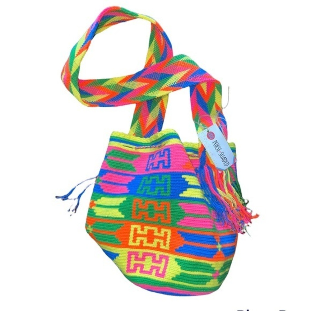 NWT "Purse Suaded" Handmade Wayuu Multicolor Crochet Colombian Bag / Mochila